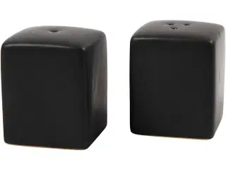 Salt- og pebersæt, H: 6 cm, str. 5x5 cm, mat, sort, 6sæt/ 1 pk.