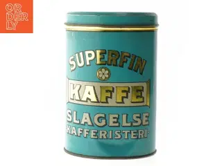 Retro kaffedåse Superfin Kaffe (str. Ø 11 cm længde 16,5 cm)