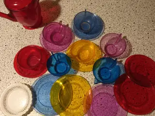 Dukke-kaffestel, gryder og bestik