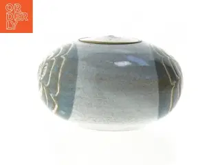 Keramik vase med blomsterdesign fra Hellerøe (str. 11 cm)