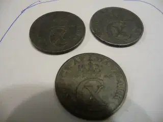 mønter fra 1944 2 øre godt brugt 
