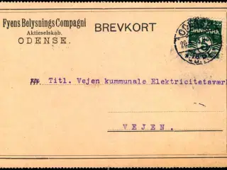 Fyens Belysnings Compagni - Odense - Helsagskort u/n - Brugt