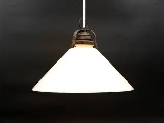 Stor vintage skomagerlampe i opalglas