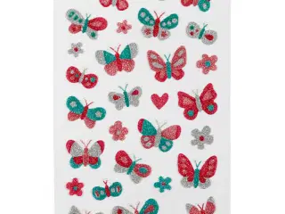 Glitterstickers, sommerfugle, ark 10x16 cm, 1 ark