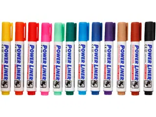 Whiteboardmarkere 4 mm, assorterede farver, 12 stk.