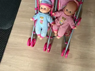 Dukke tvillinge klapvogn
