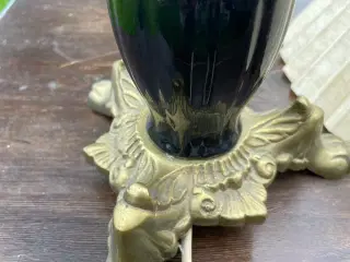 Bordlampe sort porcelæn og messing. 