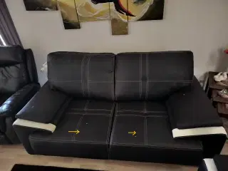sofa gruppe, 2sofae og 1 sofa stol 1 glas bord