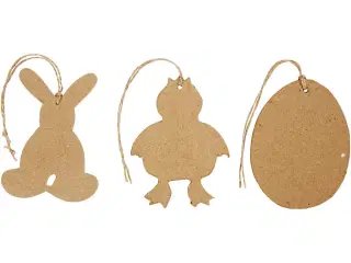 Påskeophæng, hare, kylling, æg, H: 10 cm, 6stk./ 1 pk.
