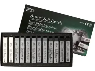 Gallery Tørpastel, L: 6,5 cm, tykkelse 10 mm, sort/hvid harmoni, 12stk./ 1 pk.