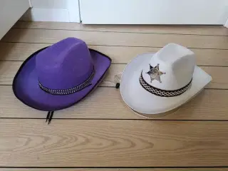 Cowboy hatte (hvid + lilla)