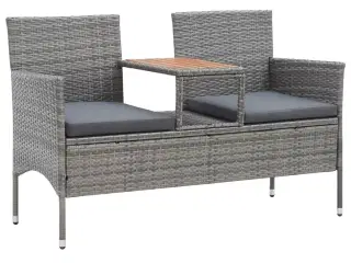 2-personers havebænk med tebord 143 cm polyrattan grå