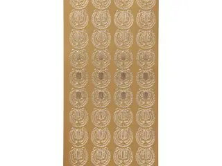 Guld Lyre Stickers - 10x23 cm, Selvklæbende Ark
