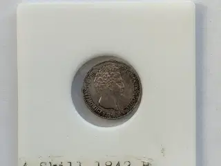 4 Rigsbankskilling 1842 - Dårlig stand