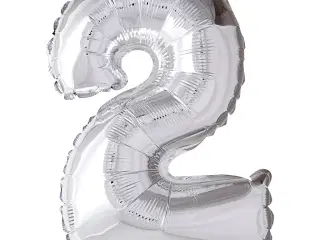 Sølv Folieballon Tal 2 - 41 cm, 1 stk.