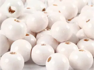 Hvide træperler 12 mm - 22 g til kreative projekter