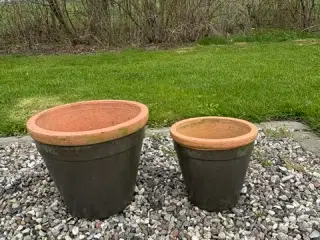 2 stk. Grønne krukker med natur kant