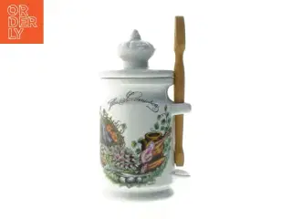 Fransk Keramikkrukke med låg og tang (str. 20 cm)