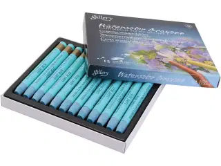 Gallery Akvarel Kridt, Lys Blå - 12 Stk.