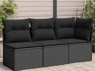 3-personers havesofa med hynder polyrattan sort