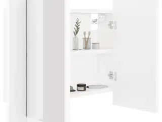 Badeværelsesskab m. spejl og LED-lys 60x12x45 cm akryl hvid