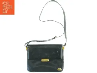 Sort skuldertaske i læder fra Bon Goût (str. 26 x. 20 cm)