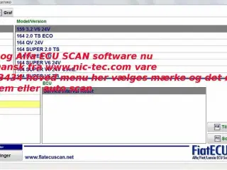 MultiEcuScan test software for Fiat, Alfa Romeo, Lancia & Chrysler (FCA) fuld licens Original Dansk version