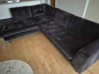 Hjørnesofa i velour drak Grey 