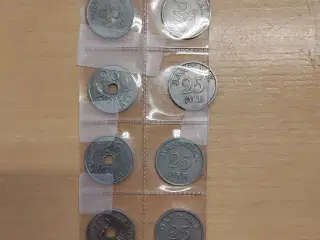 12 stk danske 25 ører