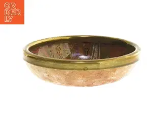 Antik skål med cigarmærker og messingkant (str. Ø 11,5 cm)