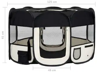 Foldbar hundegård med bæretaske 125x125x61 cm sort