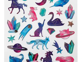 Stickers, Stjernebilleder, ark 15x16,5 cm, 1 ark