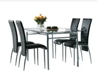 Spisebord glas med 4 stole