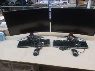 2 stk. skærme MSI OPTIXG27C2 med mus og tastatur