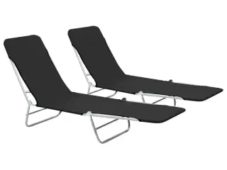 Foldbare liggestole 2 stk. stål og stof sort