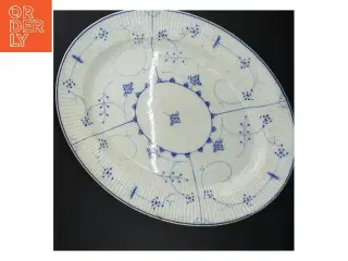 Blåt og hvidt porcelænsfad (str. 45 x 36 cm)