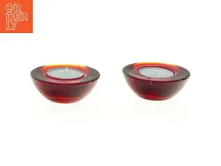 Røde glaslysestager (str. Diameter 7,5 cm h, 3 cm)