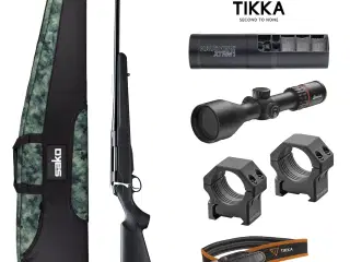 Tikka T3X Lite gevind 15/1 incl. kikkert, foderal og lyddæmper-223 Rem