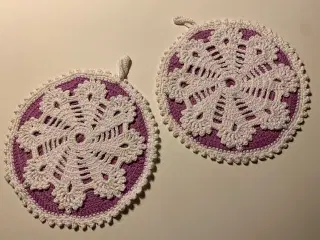 Grydelapper, hjemmehæklet i 100 % bomuld - ubrugte