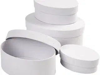 Ovale Æsker, H: 4+5+6+7 cm, L: 10+12+14+16 cm, hvid, 4stk./ 1 sæt