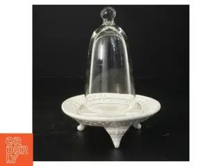 Glasklokke med porcelænsbase (str. 21x15 cm)