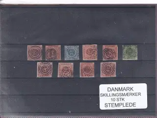 Danmark - Skillingsmærker 10 Stk. - Stemplede