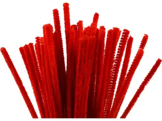 Chenille, L: 30 cm, tykkelse 6 mm, rød, 50stk./ 1 pk.