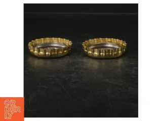 Messinglysestage i flasketop design fra Georg Jensen (str. Ø 7 cm. 2 styk)