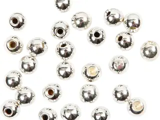Endeperler, diam. 3 mm, hulstr. 1 mm, forsølvet, 20stk./ 1 pk.