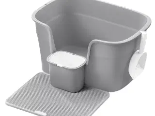 Kattebakke med høje kanter Feandrea, ekstra stor, med grusmåtte, opbevaringsboks og skovl, duegrå