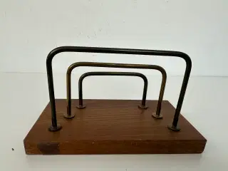 Retro papirholder / brevholder i teak og messing