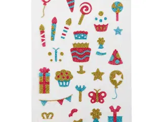 Glitterstickers, fødselsdag, ark 10x16 cm, 1 ark