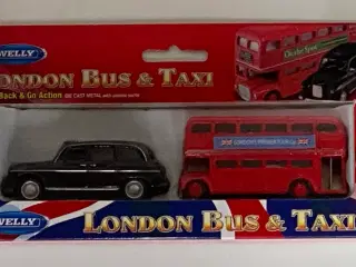 London sort Taxi og rød dobbelt Bus, nye kr. 75,-