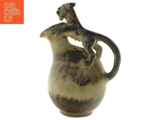 Antik kande med dyrefigur fra Royal Copenhagen (str. 23x13 cm)